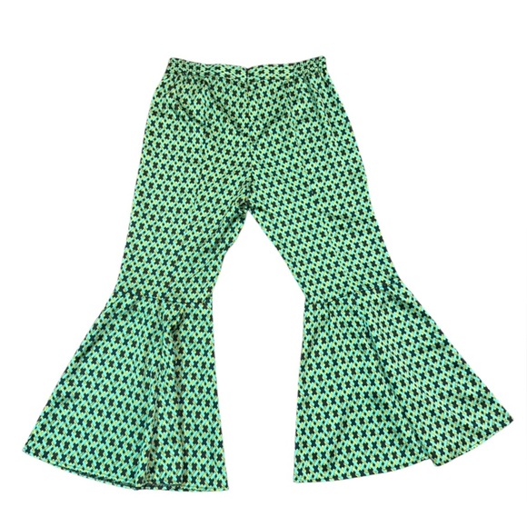 V Cristina Geometric Flare Pants in Green and Blue Size 8 - Picture 7 of 9
